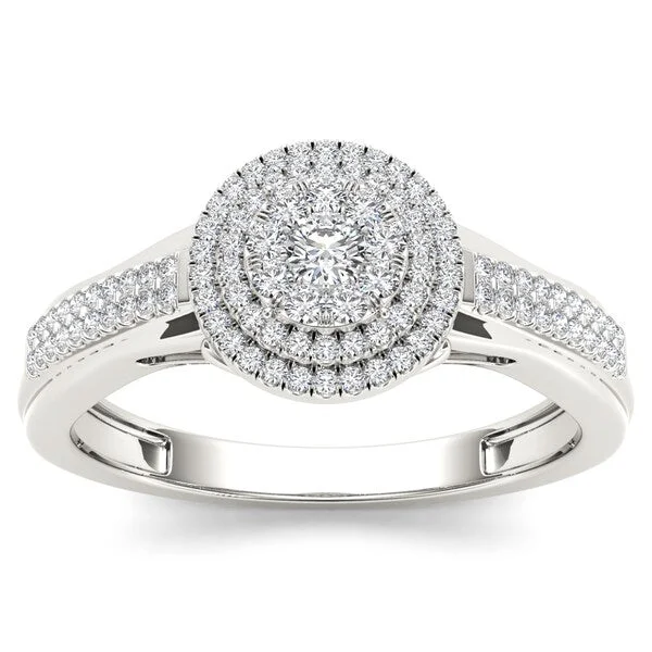 Double band ladies engagement rings-De Couer 10k White Gold 1/3ct TDW Diamond Composite Engagement Ring