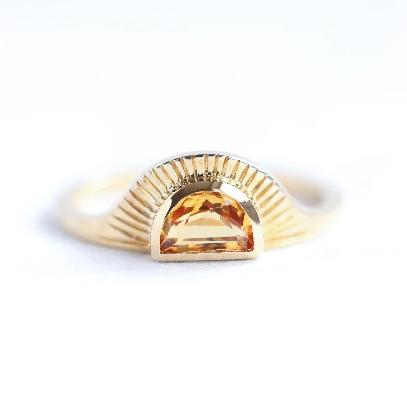 Ladies anniversary rings-Cyra Golden Sapphire Sunset Ring