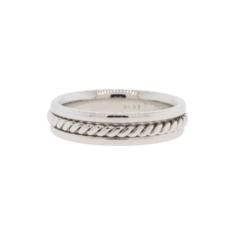 Ladies engagement rings-Twisted Rope Platinum Wedding Band