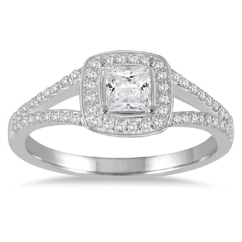 Budget-friendly ladies engagement rings-5/8 Carat TW Princess Cut Diamond Engagement Ring in 14K White Gold