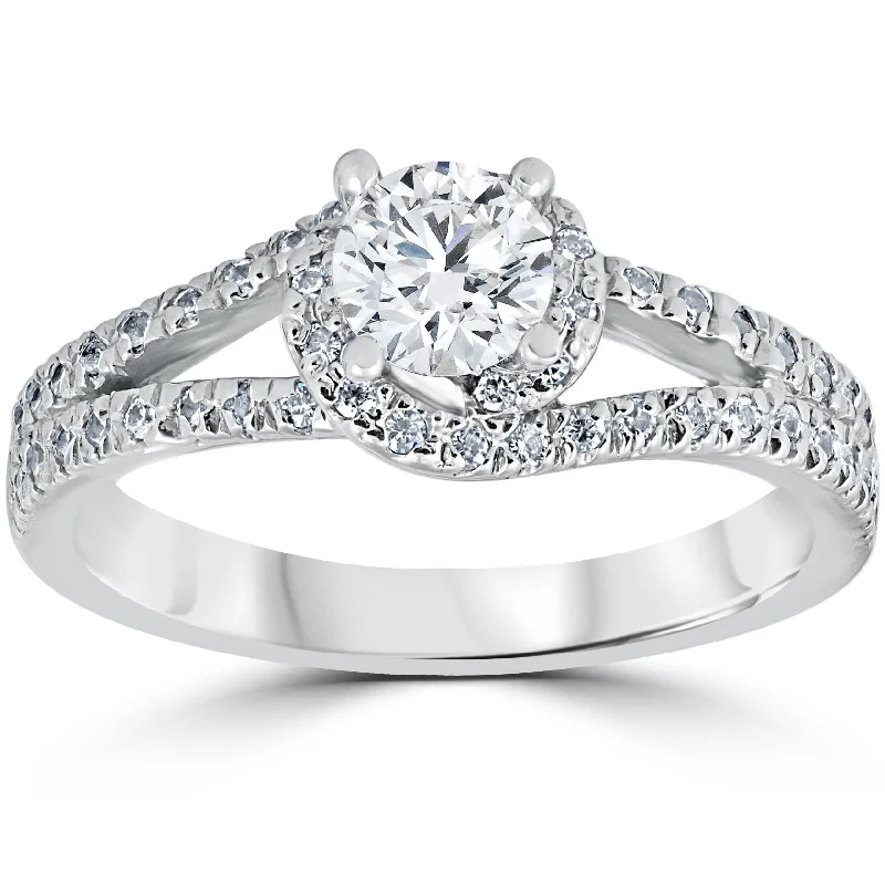 Luxury platinum ladies engagement rings-1 1/6ct Twist Diamond Engagement Ring 14K White Gold