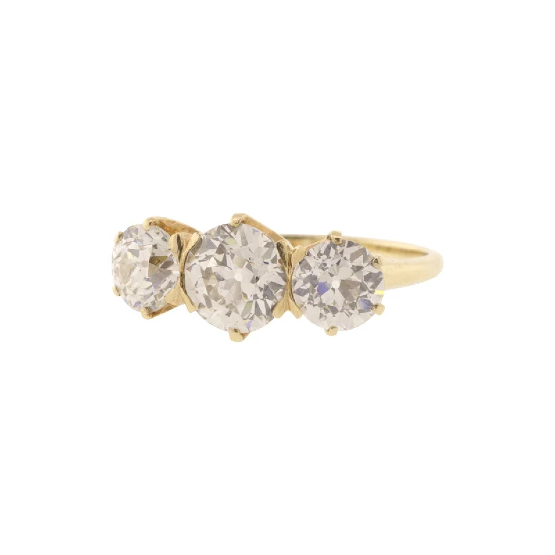 Ladies twist design rings-14K Yellow Gold Three Stone Old European Diamond Ring