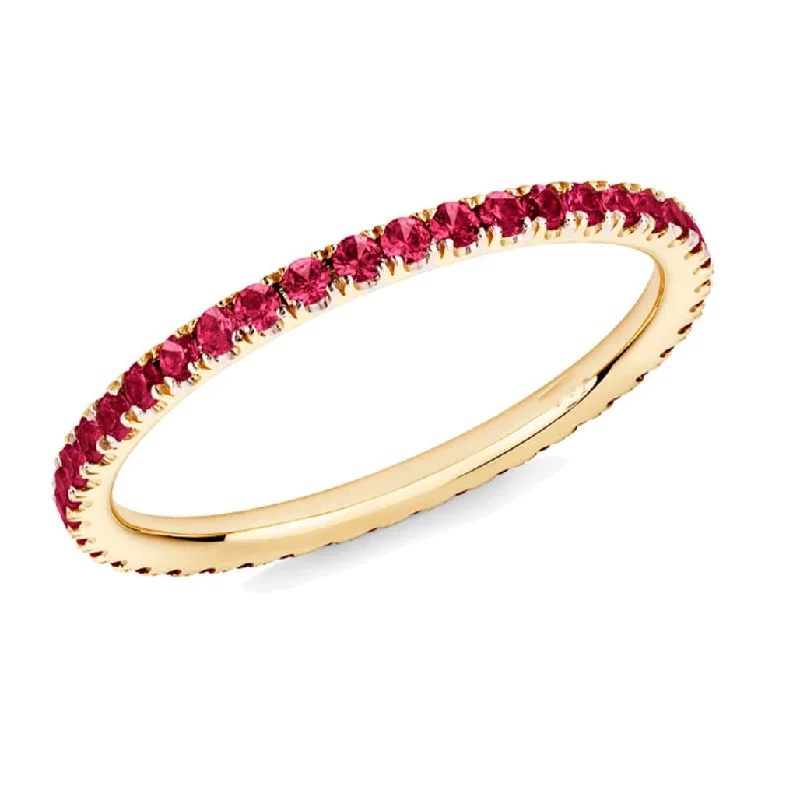 Ladies twist design rings-14K Gold and Red Ruby Eternity Stacking Rings