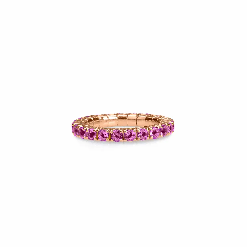 Ladies diamond rings-18K Gold Stretch Pink Sapphire Eternity Rings, .6-3.0 Carats