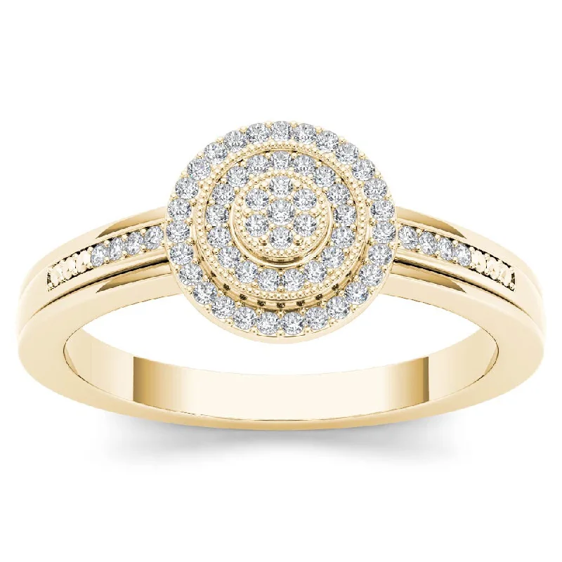 Unique designer ladies engagement rings-De Couer 10k Yellow Gold 1/6ct TDW Diamond Halo Engagement Ring - White