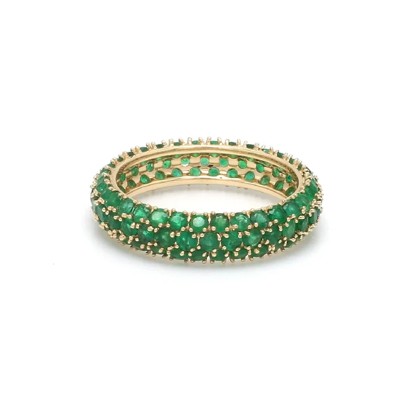 Ladies vintage rings-14K or 18K Gold Pave Emerald Eternity Band