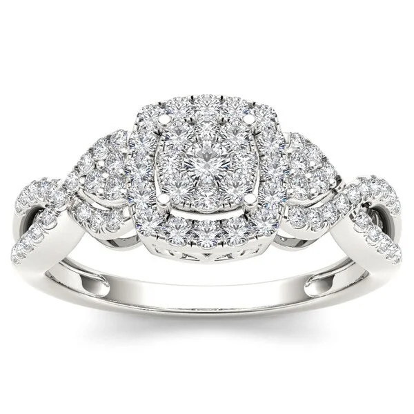 Luxury ladies engagement rings-De Couer 10k White Gold 1/2ct TDW Diamond Composite Engagement Ring