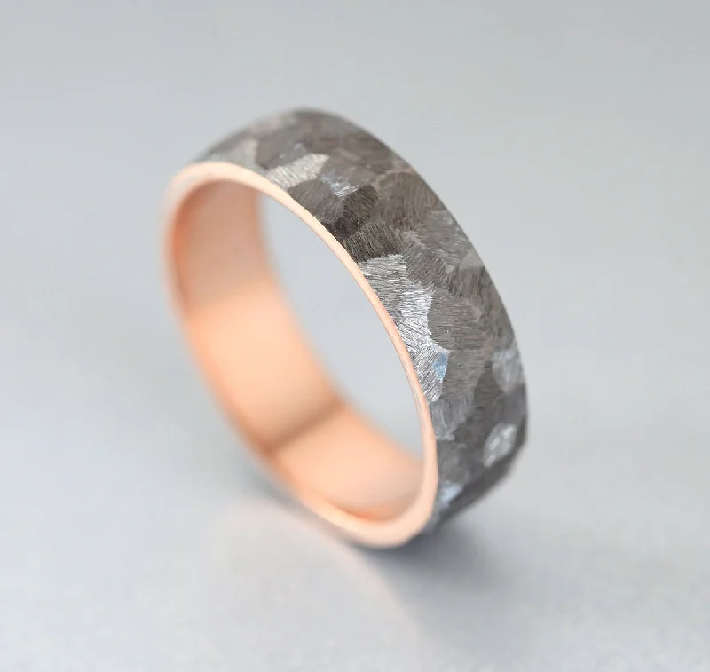 Ladies vintage rings-Evan Hammered Wedding Band