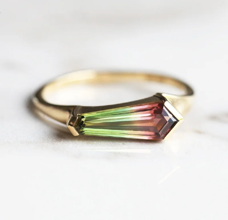 Ladies cluster rings-Gianna Shield Kite Watermelon Tourmaline Ring