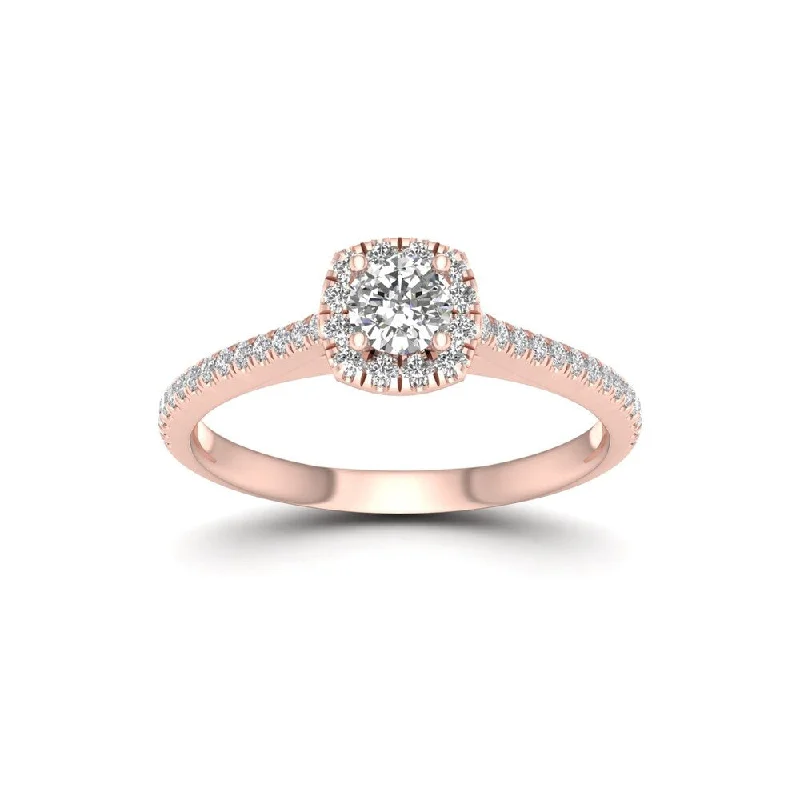 Fancy colored diamond engagement rings-De Couer 5/8ct TDW Diamond Halo Engagement Ring