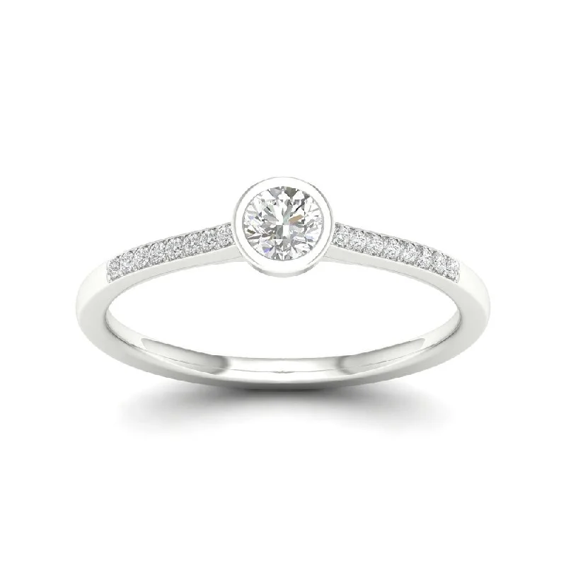 Affordable ladies engagement rings-De Couer 10k Gold 1/5Ct TDW Diamond Classic Engagement Ring - Yellow