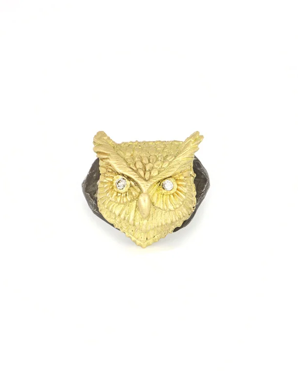 Ladies rose gold rings-Owl Ring