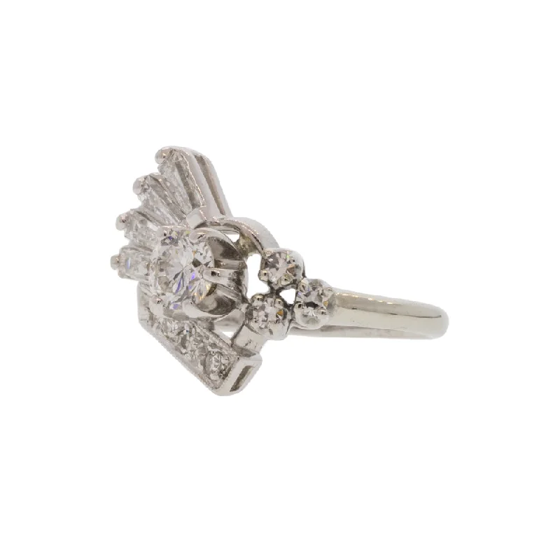 Ladies classic rings-Diamond Cluster Fan Ring