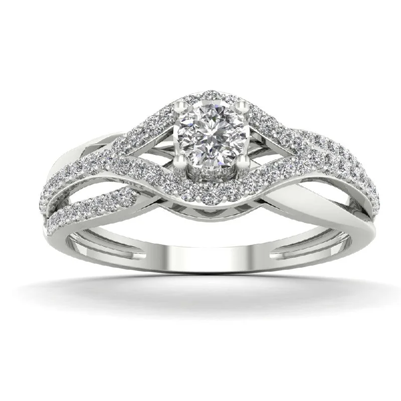 Double band ladies engagement rings-De Couer 1/3ct TDW Diamond Split Shank Engagement Ring - White