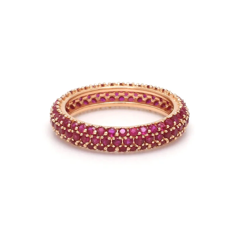 Ladies statement rings-14K or 18K Gold Pave Ruby Eternity Band