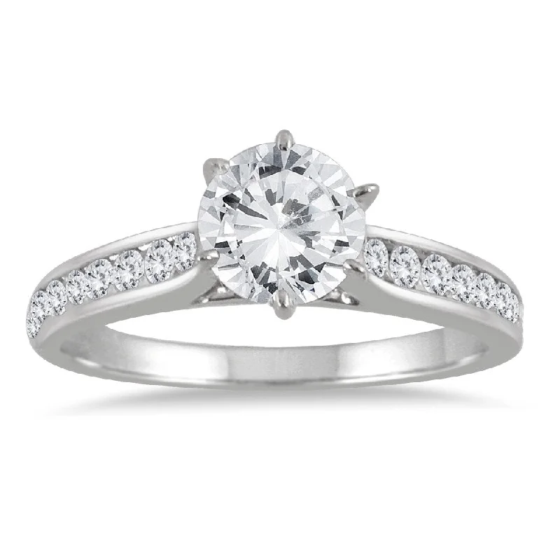 Wedding band and engagement ring sets-Certified 1 Carat TW Diamond Engagement Ring in 14K White Gold (J-K Color, I2-I3 Clarity)