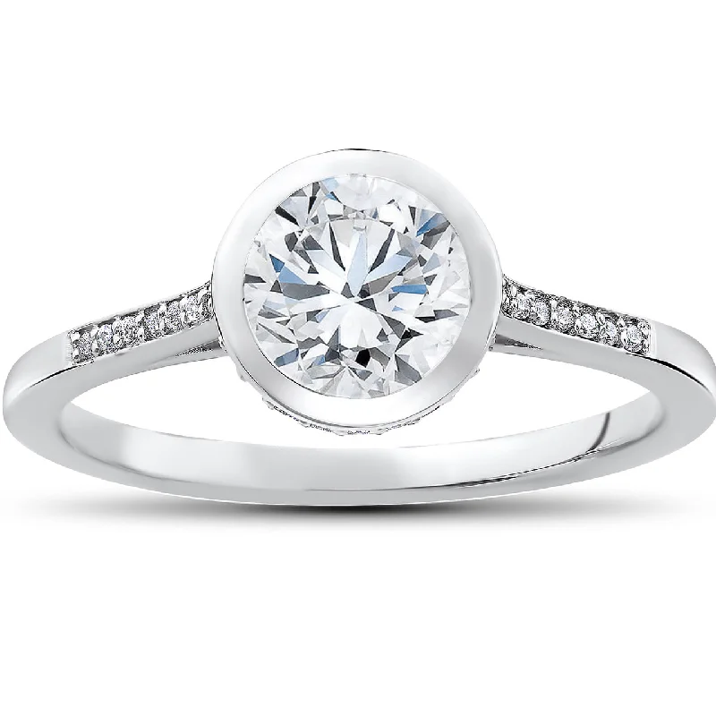 Three-stone diamond ladies engagement rings-1 1/10 ct Lab Grown Diamond Aria Engagement Ring 14k White Gold