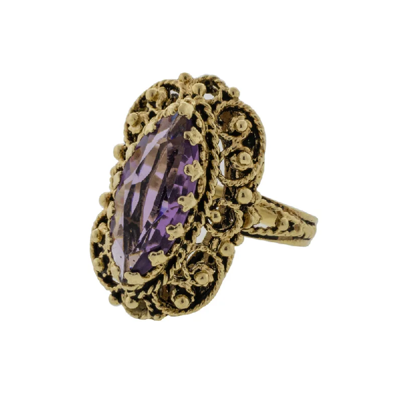 Ladies anniversary rings-Victorian Era Antiqued Amethyst Ring