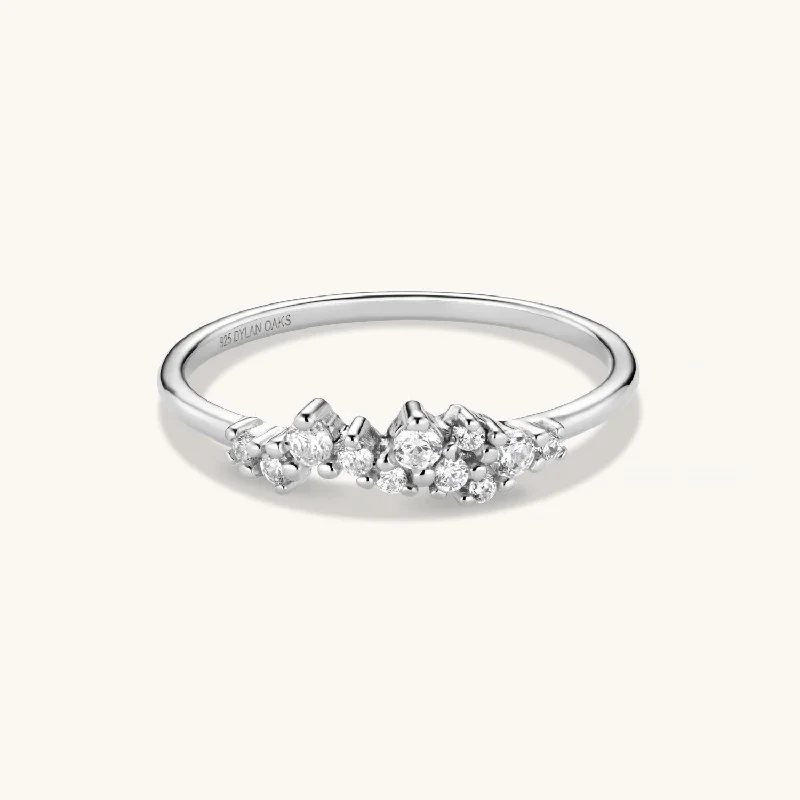 Ladies unique rings-Crystal Jewel Ring in Silver