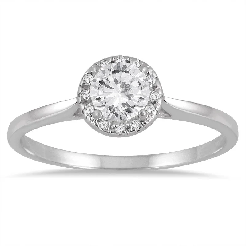 Vintage inspired ladies engagement rings-Marquee Jewels 14k White Gold 1/2ct TDW Diamond Halo Engagement Ring