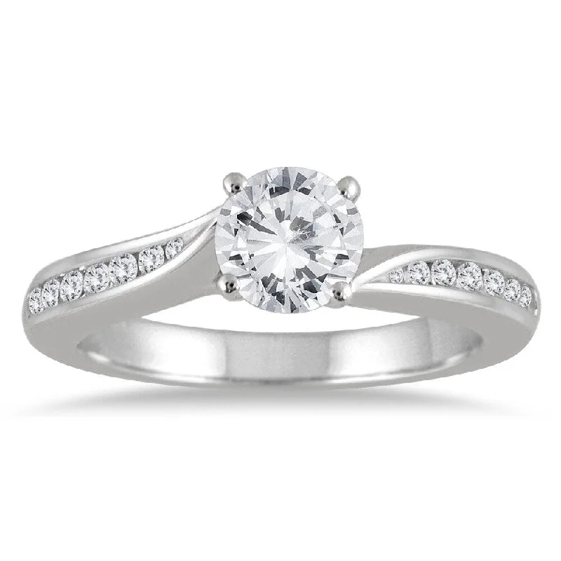 Luxury platinum ladies engagement rings-Marquee 14k White Gold 1 1/6ct Diamond Cathedral Engagement Ring (I-J, I2-I3)