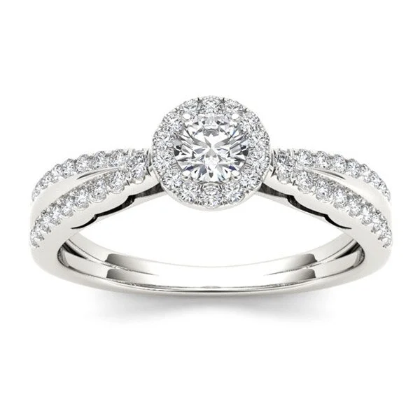 Fancy cut diamond ladies engagement rings-De Couer 10k White Gold 1/2ct TDW Diamond Solitaire Engagement Ring