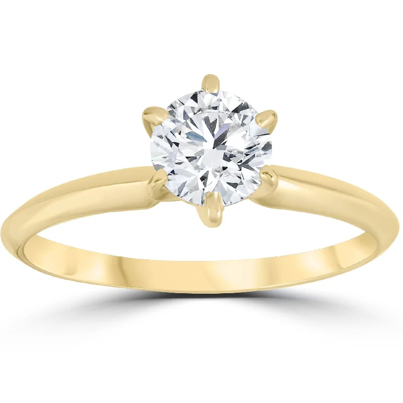 Alternative style ladies engagement rings-SI1 1.32CT IGI Certified Lab Grown Diamond Engagement Ring 14k Yellow Gold SZ 6