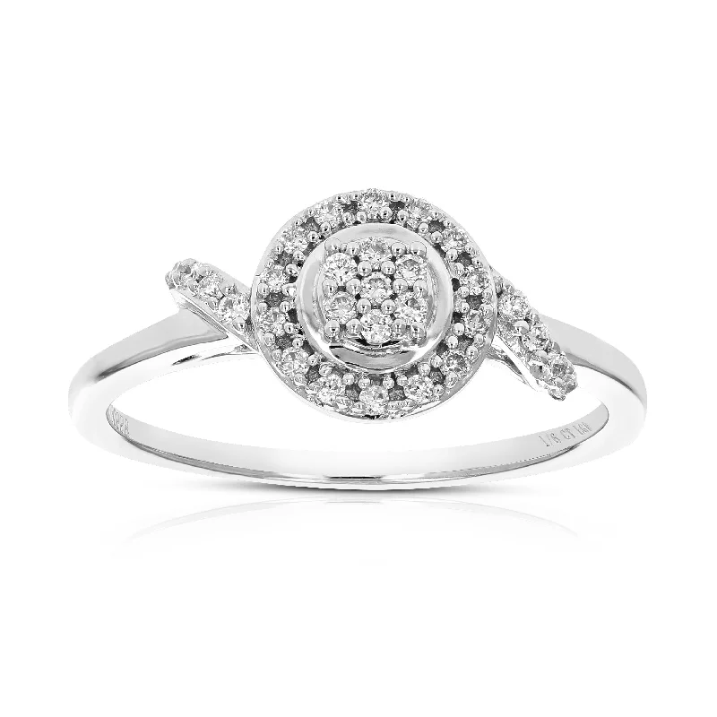 Affordable ladies engagement rings-1/6 cttw Round Lab Grown Diamond Engagement Ring .925 Sterling Silver