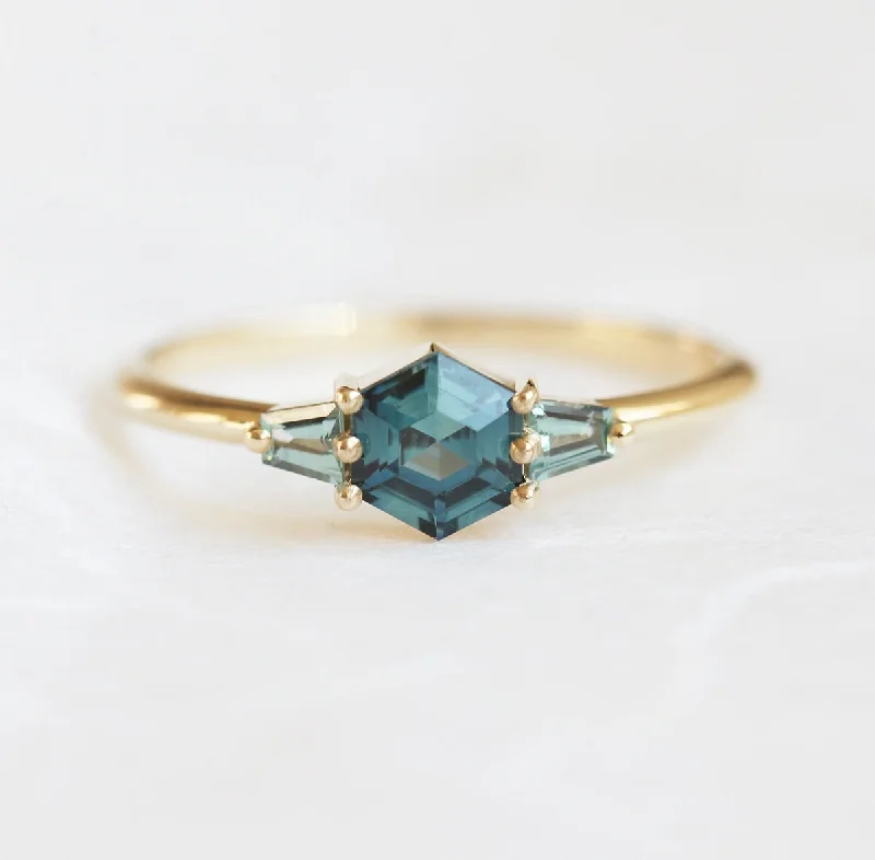 Ladies diamond engagement rings-Sarah Teal Sapphire Ring