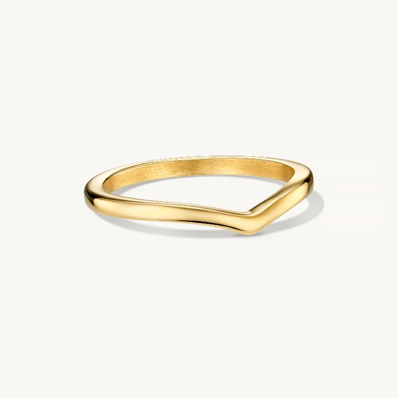 Ladies engraved rings-Wishbone Ring Gold