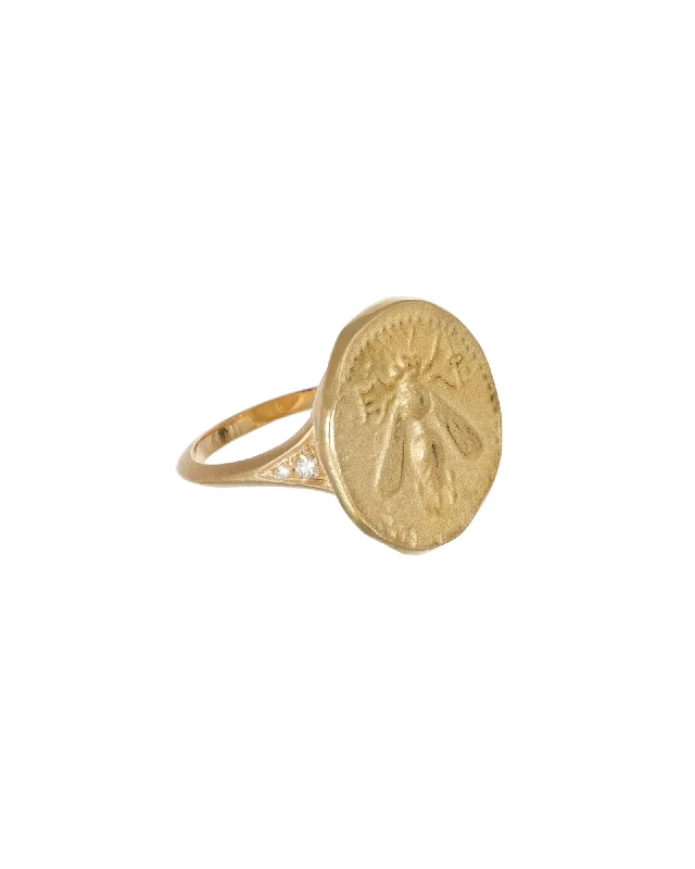 Ladies dainty rings-Bee Signet Ring