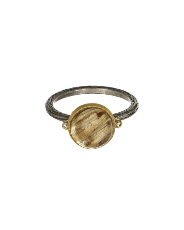 Ladies gold diamond rings-Rutilated Quartz Ring