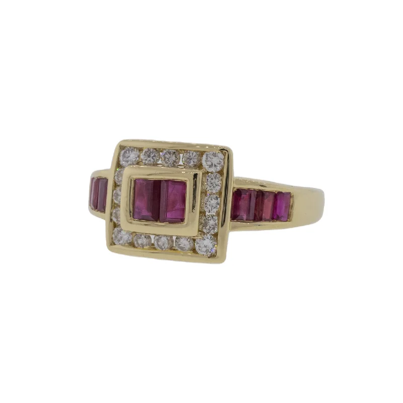 Ladies personalized rings-Ruby and Diamond Buckle Ring