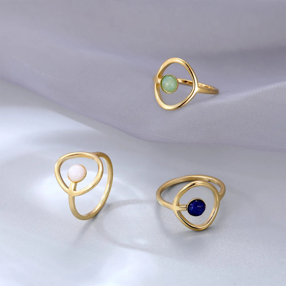 Ladies multi-stone rings-Fashion Geometric Titanium Steel Plating Rings