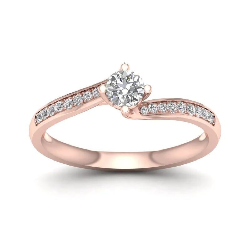 Custom design ladies engagement rings-De Couer 1/3ct TDW Diamond Bypass Engagement Ring - Pink