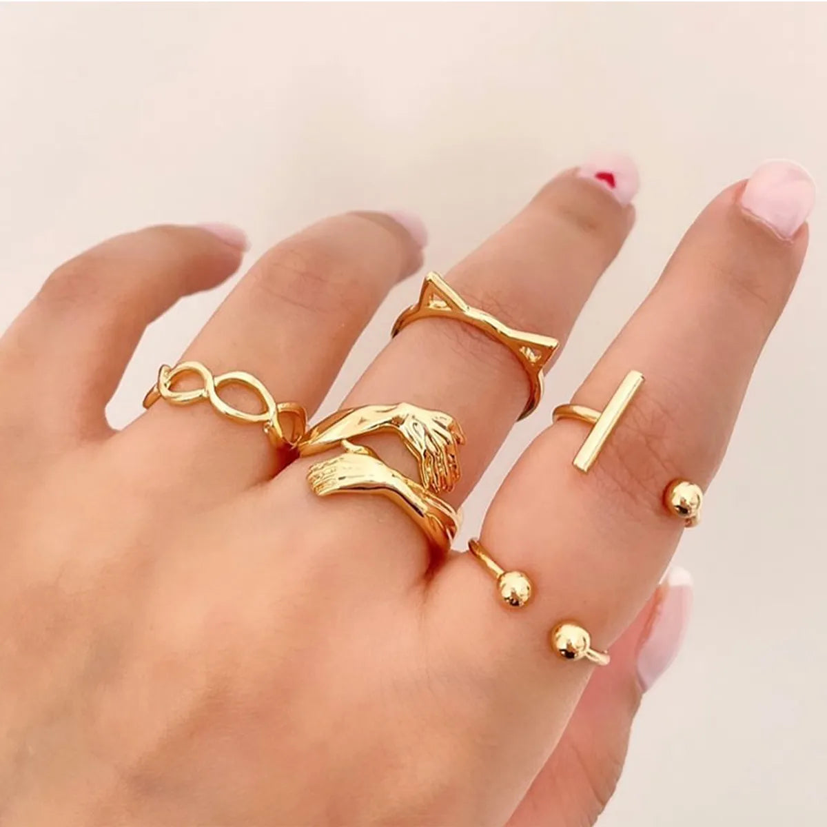 Ladies sparkling rings-Retro Geometric Palm Alloy Women'S Rings 1 Set