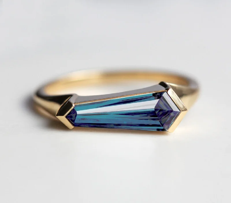 Ladies designer rings-Gianna Alexandrite Shield Ring