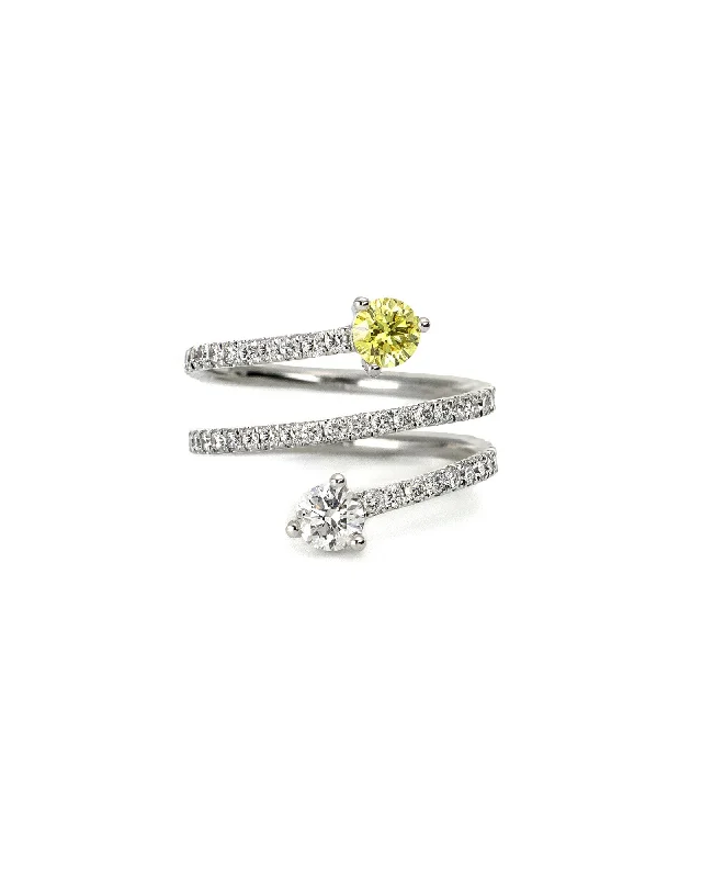 Ladies designer rings-Toi et Moi Yellow and White Lab Diamond Wrap Ring