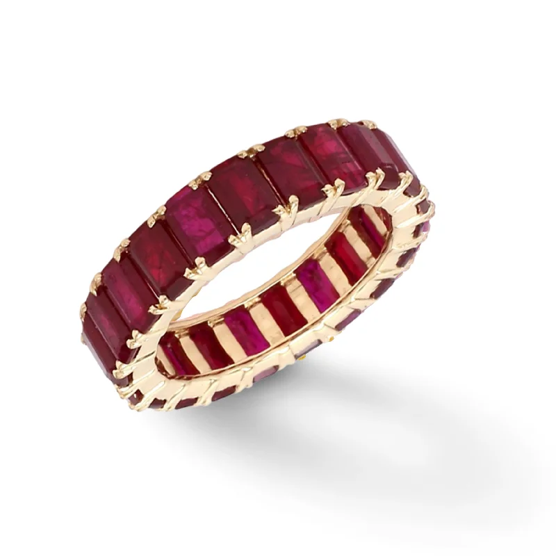 Ladies diamond wedding rings-14K or 18K Gold Ruby Eternity Band