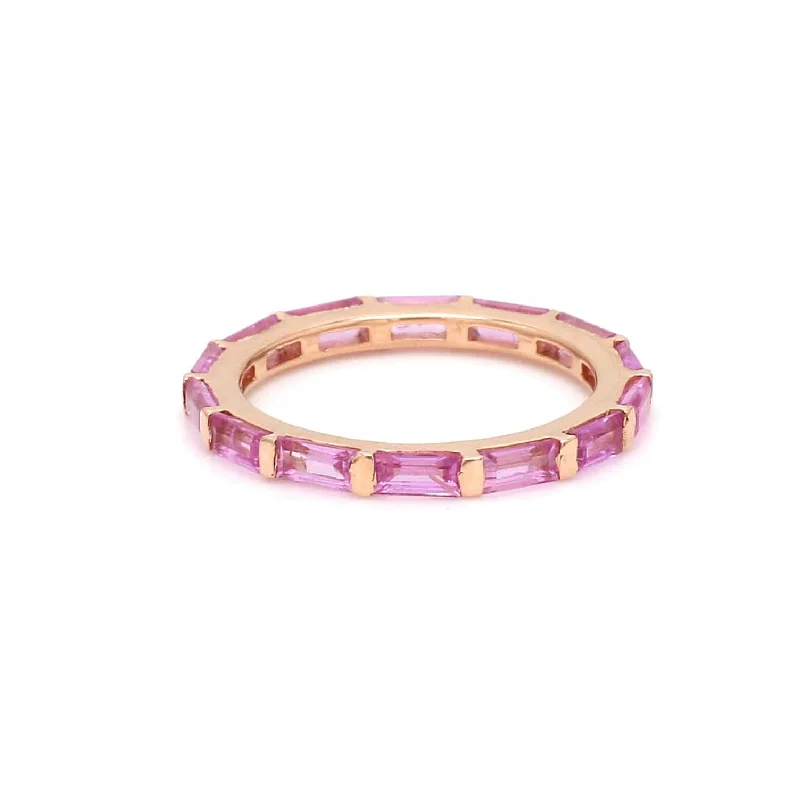 Ladies engraved rings-14K & 18K Gold East West Pink Sapphire Eternity Ring