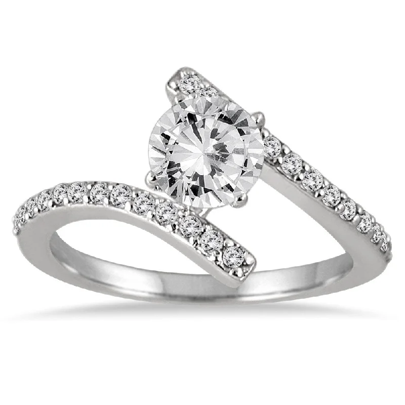 Classic ladies engagement rings-AGS Certified 1 Carat TW Diamond Engagement Ring in 14K White Gold (J-K Color, I2-I3 Clarity)