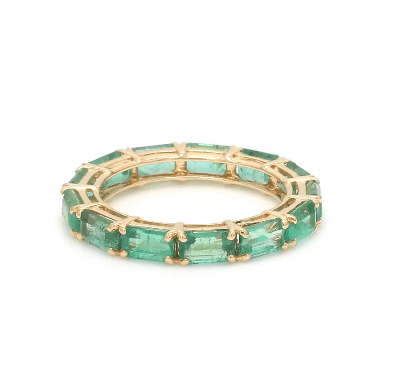 Ladies simple rings-14K & 18K Gold East West Emerald Cut Emerald Eternity Ring