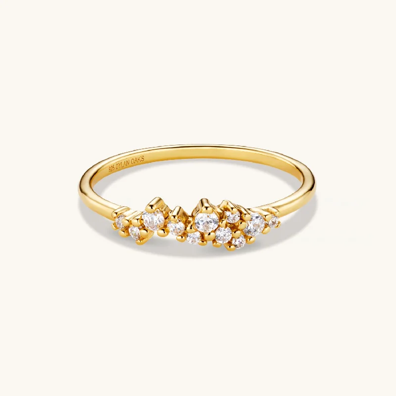 Ladies simple rings-Crystal Jewel Ring in Gold