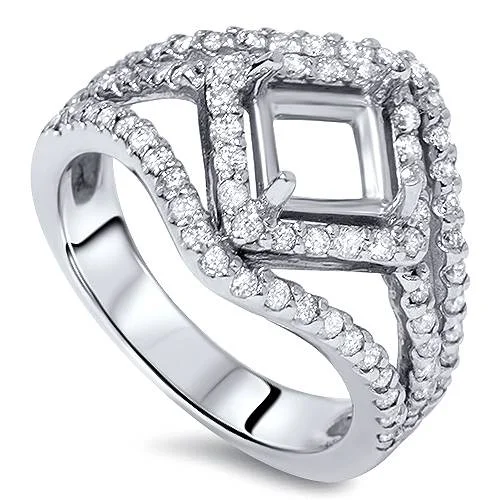 Halo ladies engagement rings-3/4ct Fancy Princess Cut Diamond Engagement Setting