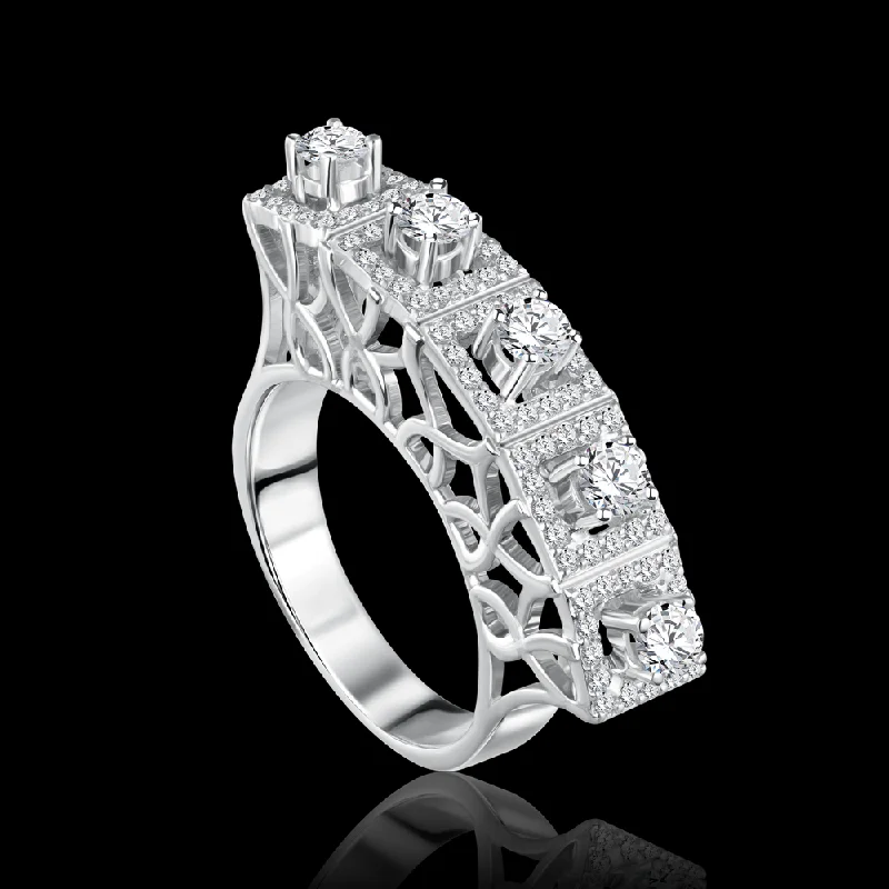 Ladies solitaire rings-Twin Rings featuring a delicately intertwined design Bridal jewelry / ITK971W