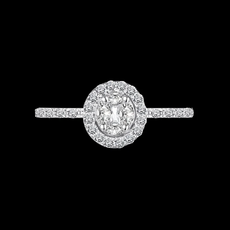 Ladies solitaire diamond rings-The fancy ring that skillfully mimics the appearance of both round and marquise stones Fine jewelry / IRK582