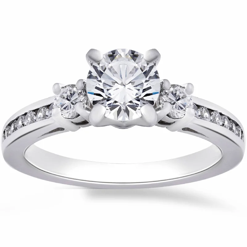 Elegant white gold engagement rings-1ct Three Stone Diamond Engagement Anniversary Ring 14K White Gold