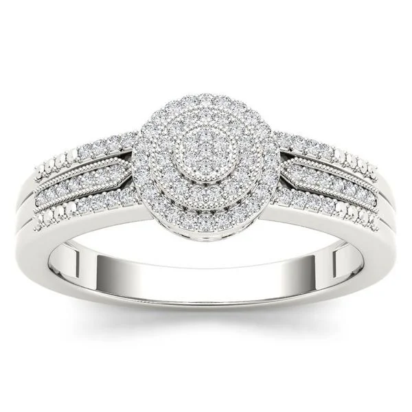 Engagement rings with cushion diamonds-De Couer 10k White Gold 1/5ct TDW Diamond Halo Engagement Ring - White H-I