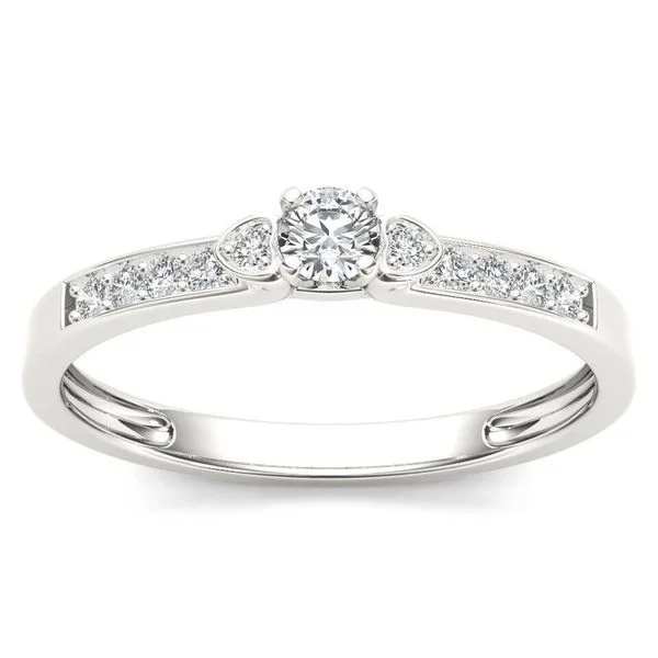 Asscher cut diamond ladies engagement rings-De Couer 10k White Gold 1/5ct TDW Diamond Classic Engagement Ring