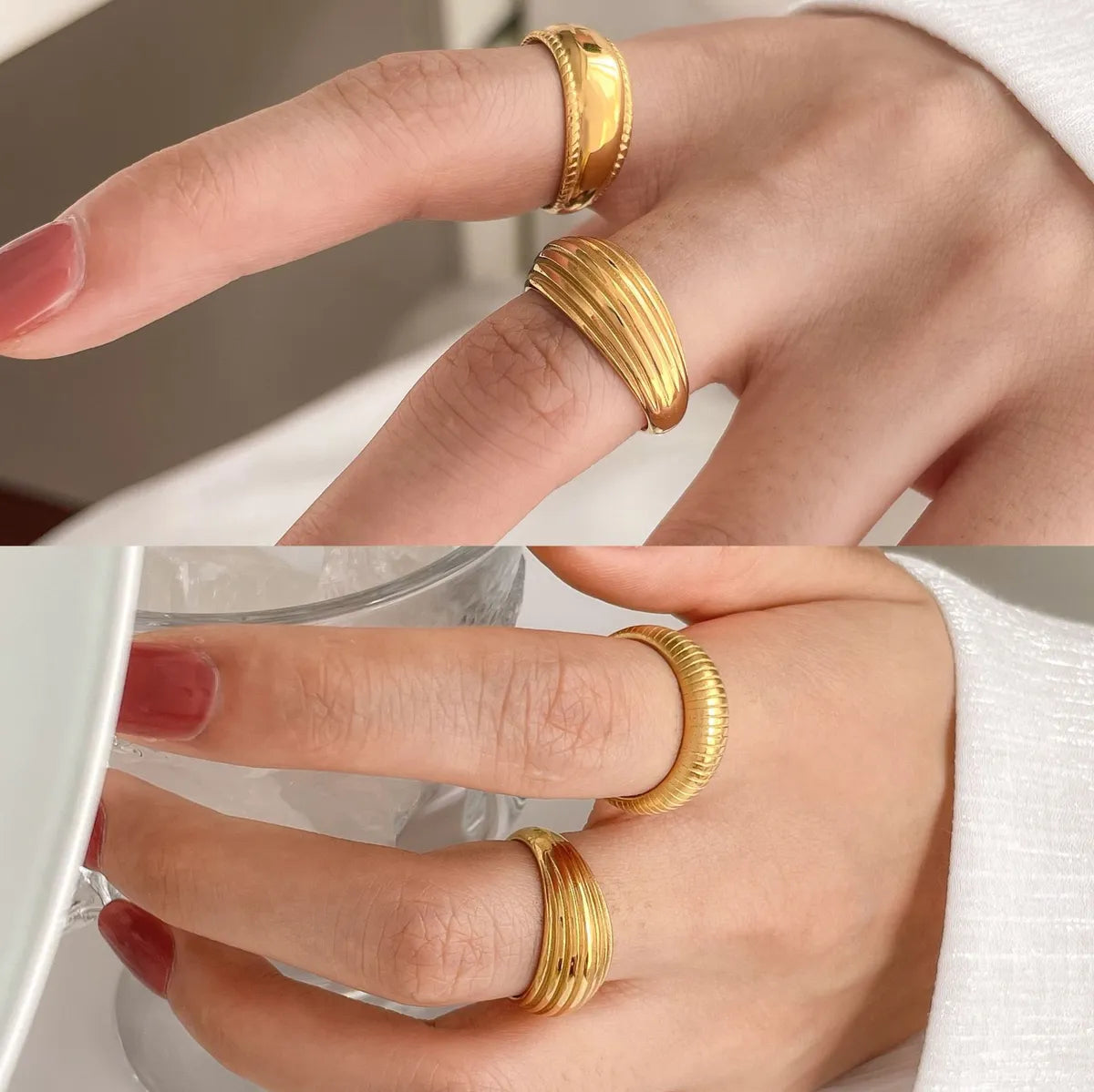 Ladies sapphire rings-Simple Style Solid Color Titanium Steel Plating Gold Plated Rings